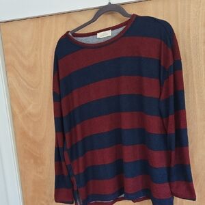 Hopely Striped Red and Blue Long Sleeve Top